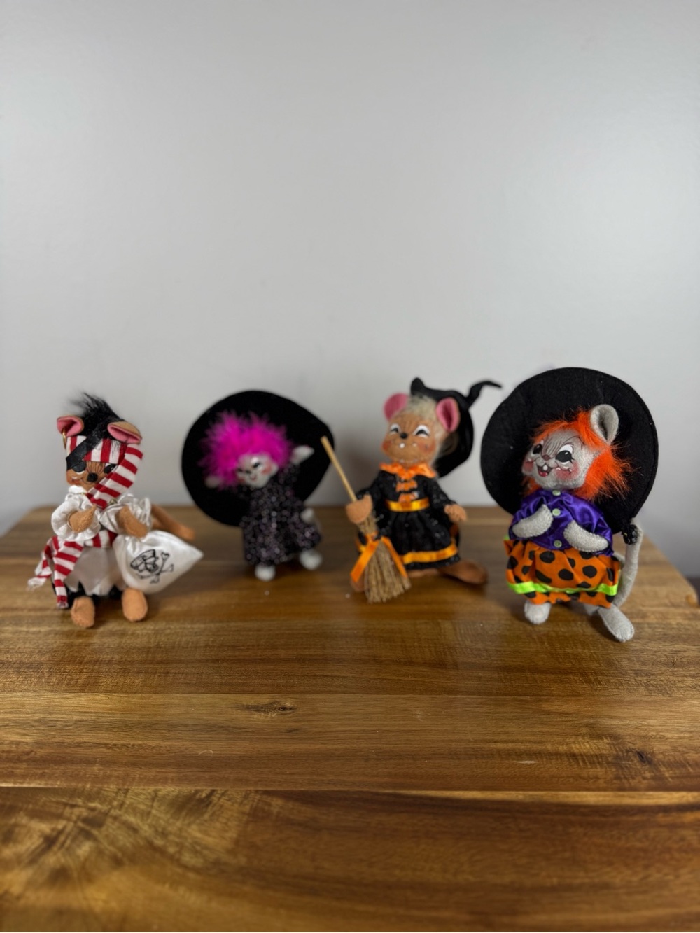 Annalee Halloween Mice, 2008 Pirate, 2008 Witch, 2010 Dotty Witch and 2011 Witch